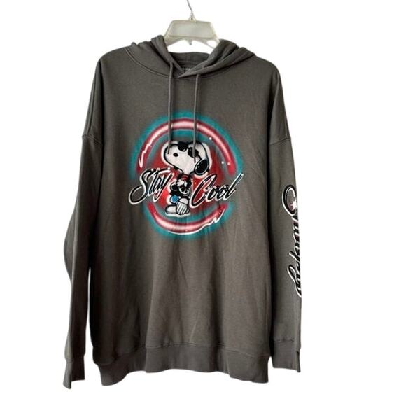 peanuts hybrid Other - Snoopy Stay Cool Hoodie Gray Airbrush Graphic Peanuts Hybrid Apparel XL